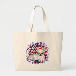 Chihuahua Patriot Large Tote Bag