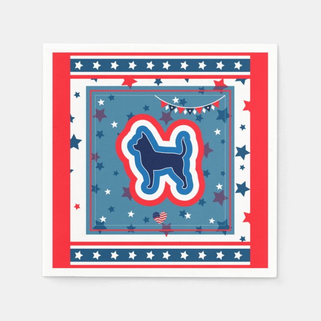 Chihuahua Patriotic Red White And Blue 4th Of July Napkin (Front)
