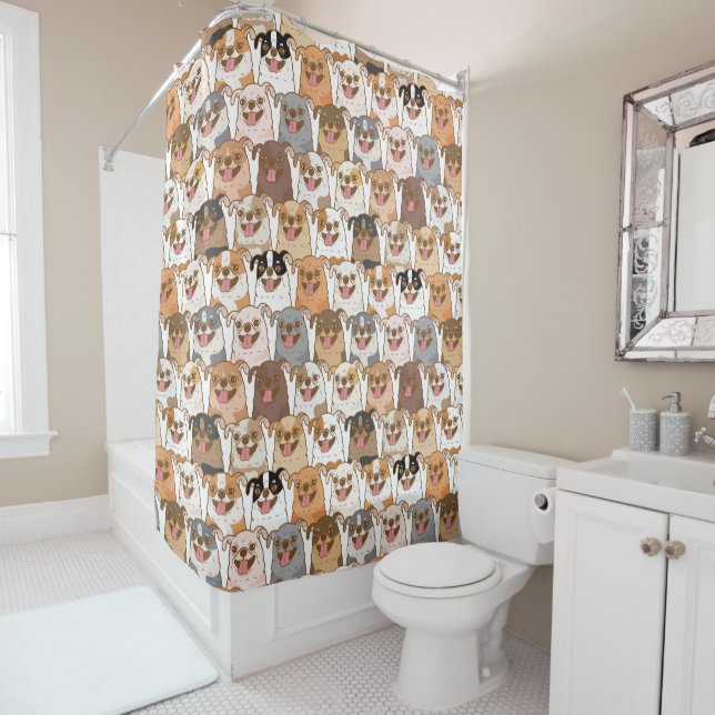 Chihuahua Pattern Shower Curtain (In Situ)