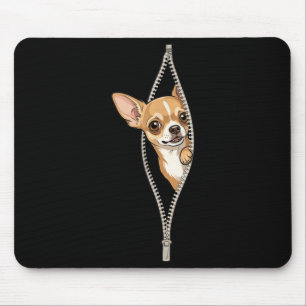 Chihuahua Peeking Out Zipper Cute Dog Enthusiast Mouse Pad