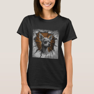 Chihuahua Peers Through A Grey Wooden Wall T-Shirt