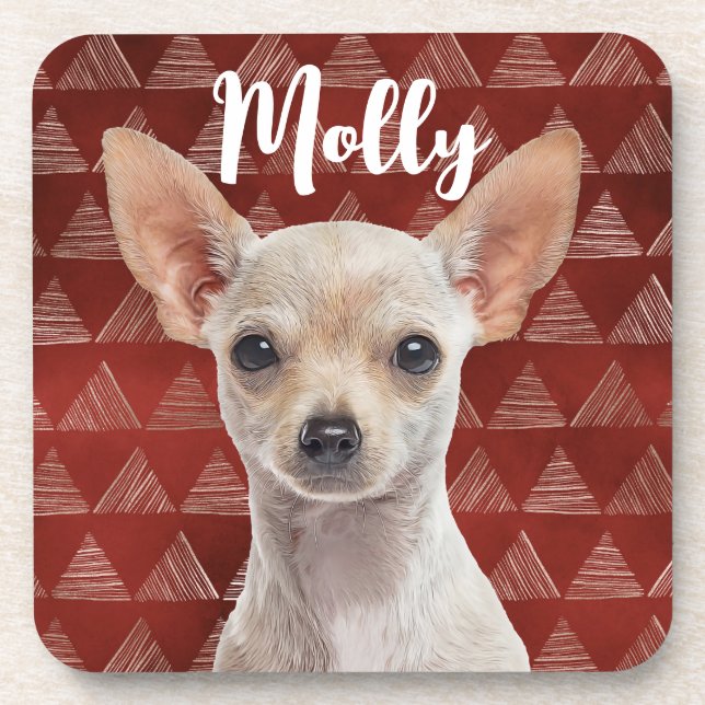 Chihuahua Personalized Beverage Coaster (Front)