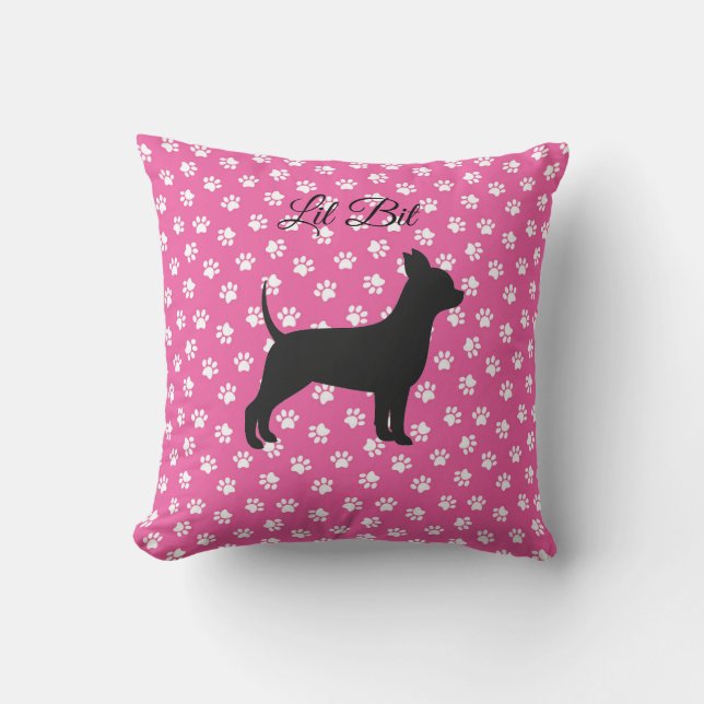 Chihuahua Pillow Customised Pink Silhouette (Front)