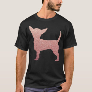 Chihuahua Pink Glitter Funny Chihuahua Dog Silhoue T-Shirt