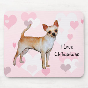 Chihuahua Pink & White Hearts Mouse Pad