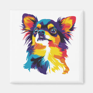 Chihuahua Portrait Illustration Watercolour Print Magnet