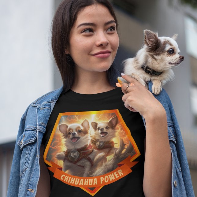Chihuahua Power Long Haired Chihuahua Dogs T-Shirt (Creator Uploaded)
