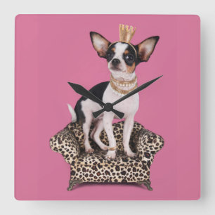 Chihuahua Princess Square Wall Clock