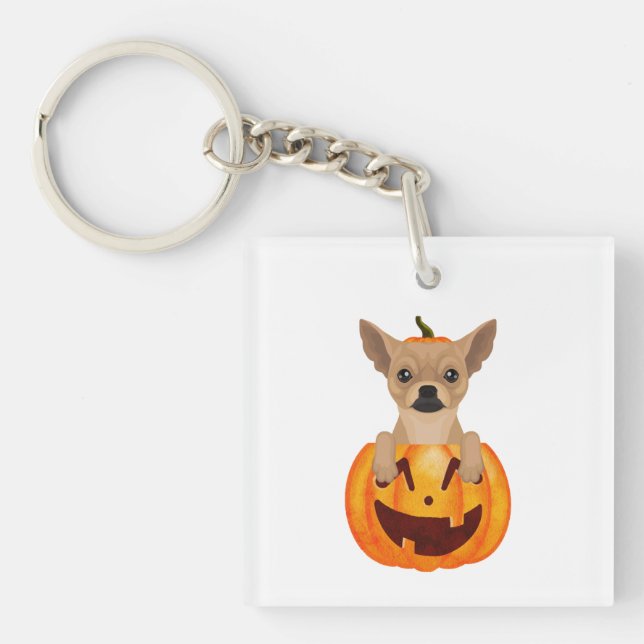 Chihuahua Pumpkin    Key Ring (Front)