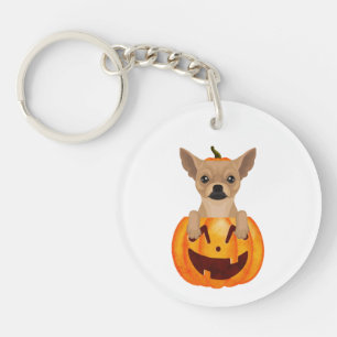 Chihuahua Pumpkin Key Ring