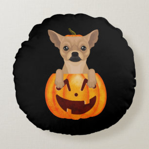 Chihuahua Pumpkin    Round Cushion
