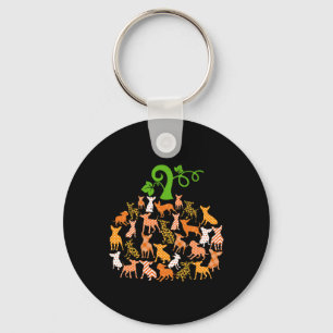 Chihuahua Pumpkin Shape Plaid Leopard Dog Autumn H Key Ring