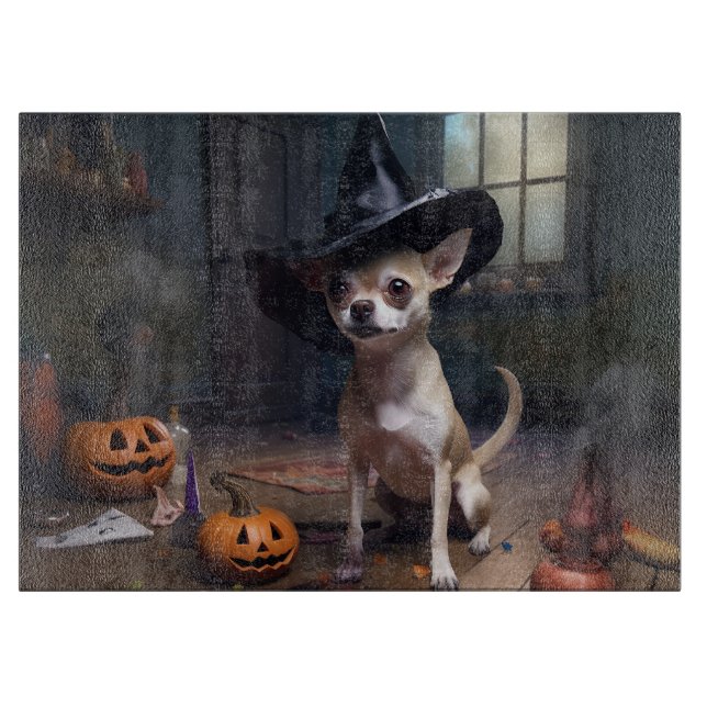 Chihuahua Pumpkins Halloween Scary Cutting Board (Front)