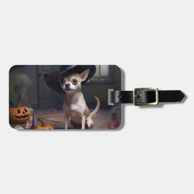 Chihuahua Pumpkins Halloween Scary Luggage Tag (Front Horizontal)