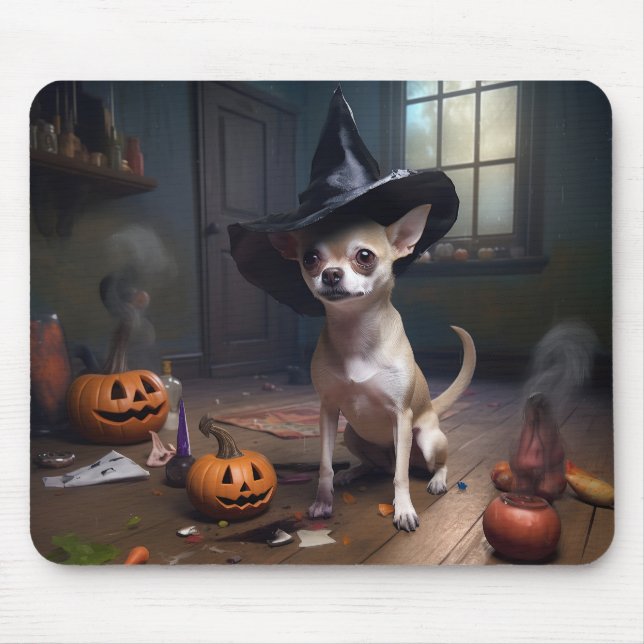 Chihuahua Pumpkins Halloween Scary Mouse Pad (Front)