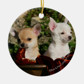 Chihuahua Puppies Ceramic Ornament