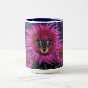 Chihuahua Puppy and Pink Flowers Mug