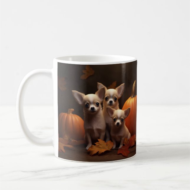 Chihuahua Puppy Autumn Delight Pumpkin  Coffee Mug (Left)