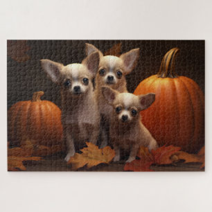 Chihuahua Puppy Autumn Delight Pumpkin  Jigsaw Puzzle