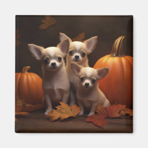 Chihuahua Puppy Autumn Delight Pumpkin Magnet