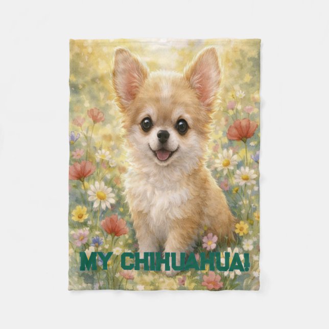 Chihuahua Puppy Customizable Blanket (Front)