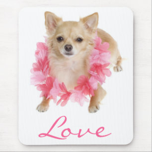 Chihuahua Puppy Dog Hawaiian Lei Computer Mousepad