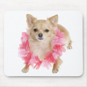 Chihuahua Puppy Dog Hawaiian Lei Computer Mousepad