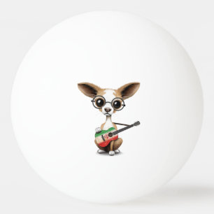Chihuahua Puppy Dog Playing Iranian Flag Guitar Ping Pong Ball