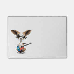 Chihuahua Puppy Dog Playing Texas Flag Guitar Post-it Notes