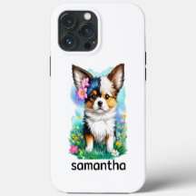 Chihuahua Puppy Dog with Flowers