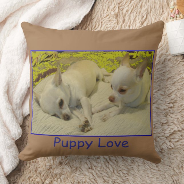 Chihuahua Puppy Love Throw Pillow (Blanket)