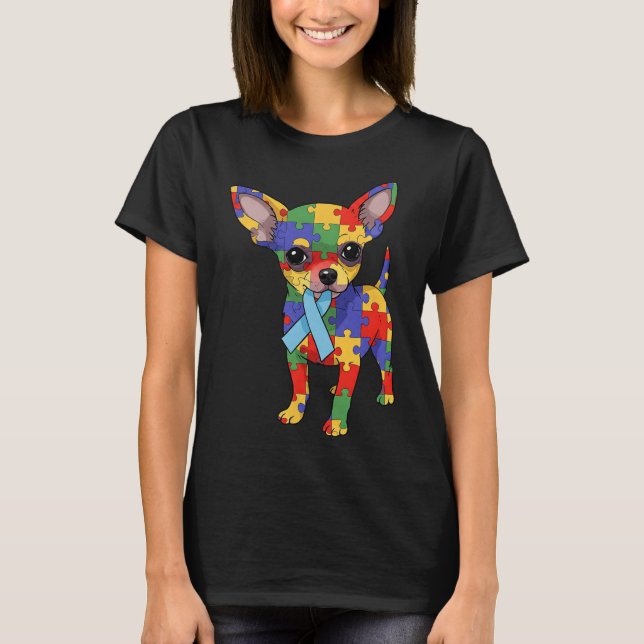 Chihuahua Puzzle Autism Awareness Autistic Womens  T-Shirt (Front)