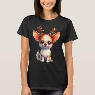 Chihuahua Reindeer Santa Hat Xmas Lights Christmas T-Shirt