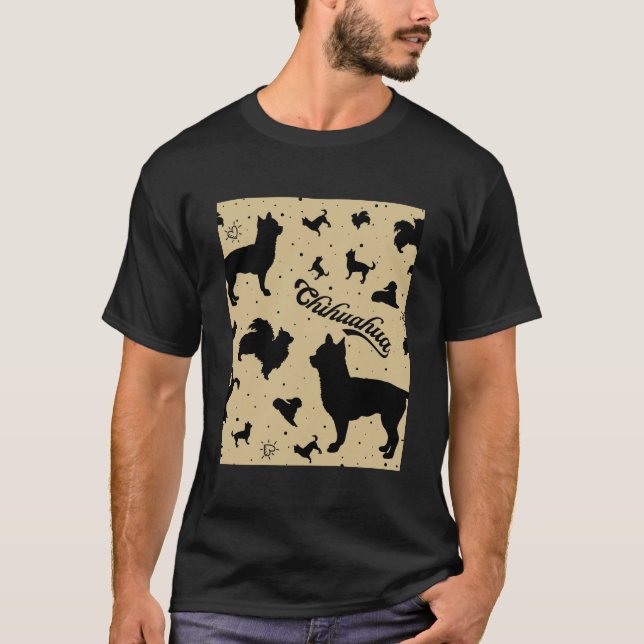 Chihuahua Repeating Pattern Silhuette Graphic T-Shirt (Front)