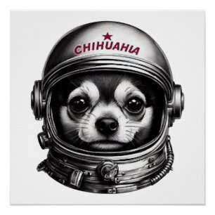 Chihuahua,Retro Soviet Space Dog traveller Poster