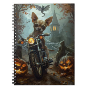 Chihuahua Riding Motorcycle Halloween Scary  Notebook