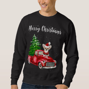 Chihuahua Riding Red Truck Merry Christmas Dog Lov Sweatshirt