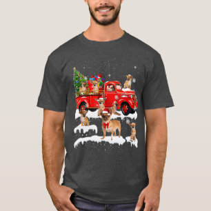 Chihuahua Riding Red Truck Xmas Merry Christmas T-Shirt
