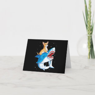 Chihuahua Riding Shark Jawsome Space Galaxy Fitted Thank You Card