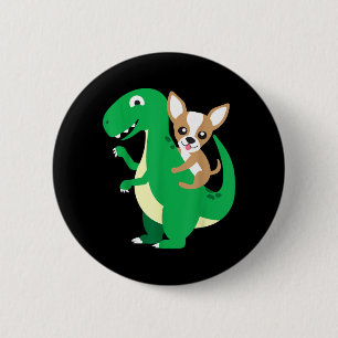 Chihuahua Riding T-Rex Dinosaur Dino Dog Halloween 6 Cm Round Badge