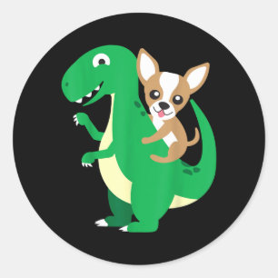 Chihuahua Riding T-Rex Dinosaur Dino Dog Halloween Classic Round Sticker