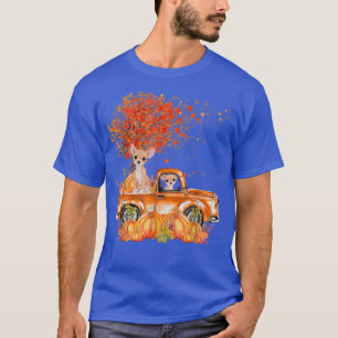 Chihuahua Riding Truck Pumpkin Autumn Leaves Fall T-Shirt
