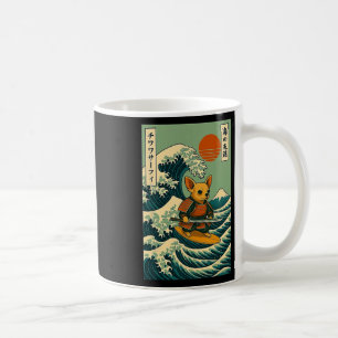 Chihuahua Samurai Surfing Japanese Wave Katana Coffee Mug