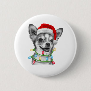 Chihuahua Santa Christmas Tree Lights Xmas Boys Do 6 Cm Round Badge