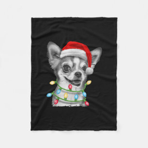 chihuahua santa christmas tree lights xmas gifts fleece blanket