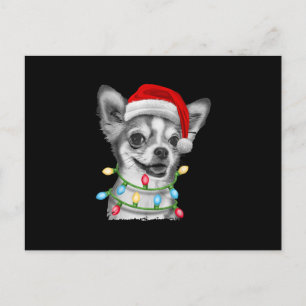 chihuahua santa christmas tree lights xmas gifts holiday postcard