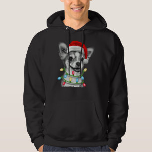 Chihuahua Santa Christmas Tree Lights Xmas Hoodie