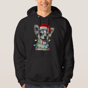 Chihuahua Santa Christmas Tree Lights Xmas Hoodie