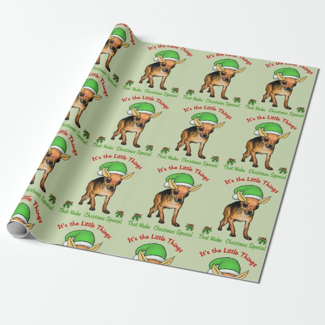 Chihuahua Santa Christmas Wrapping Paper (Unrolled)