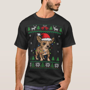 Chihuahua Santa Claus Hat & Lights Chihuahua ugly T-Shirt